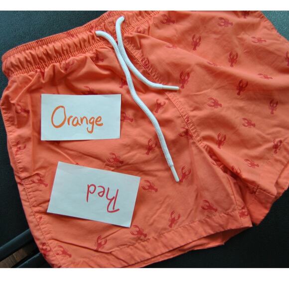 Aquary Orange w/ Red Lobster Pattern Design with Pockets Swim Shorts - Picture 7 of 9